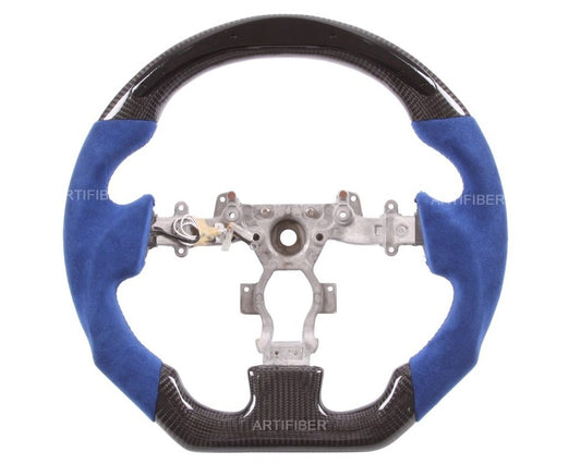 Carbon Fiber LED Steering Wheel / Blue Suede (370Z) - Rico's Garage