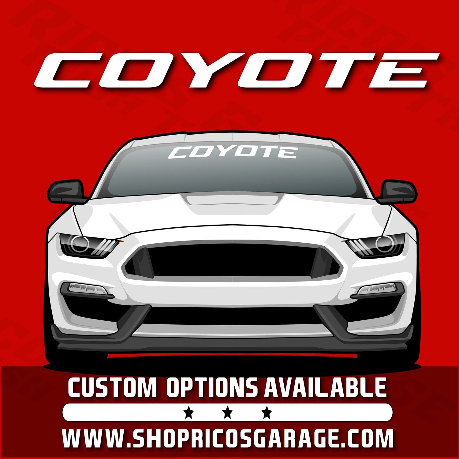 Mustang Coyote Vinyl Windshield Banner Decal - Rico's Garage