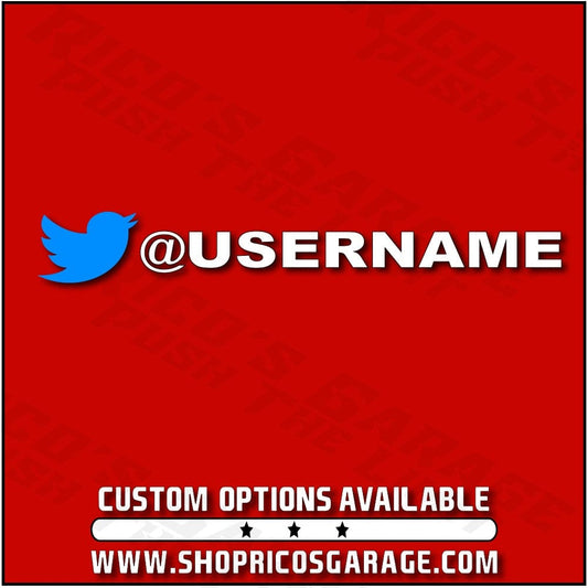 Custom Twitter Username Decal - Rico's Garage