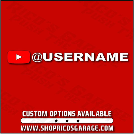 Custom YouTube Stickers - Personalized Username Decal - Rico's Garage