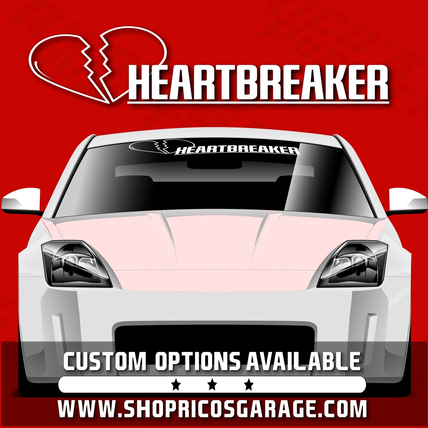 Heartbreaker Vinyl Windshield Sunvisor Banner - Rico's Garage
