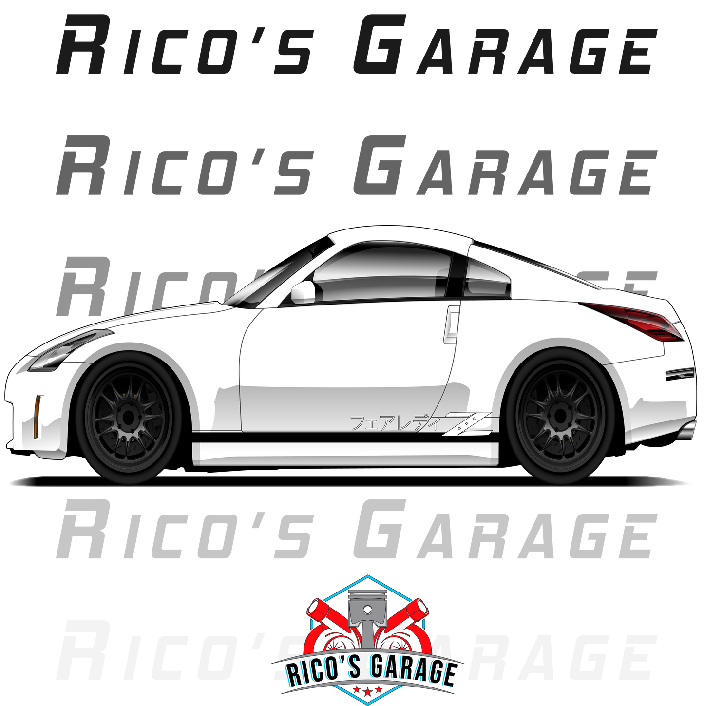 Japanese Nissan Fairlady Z Side Stripes Livery Kit - Rico's Garage