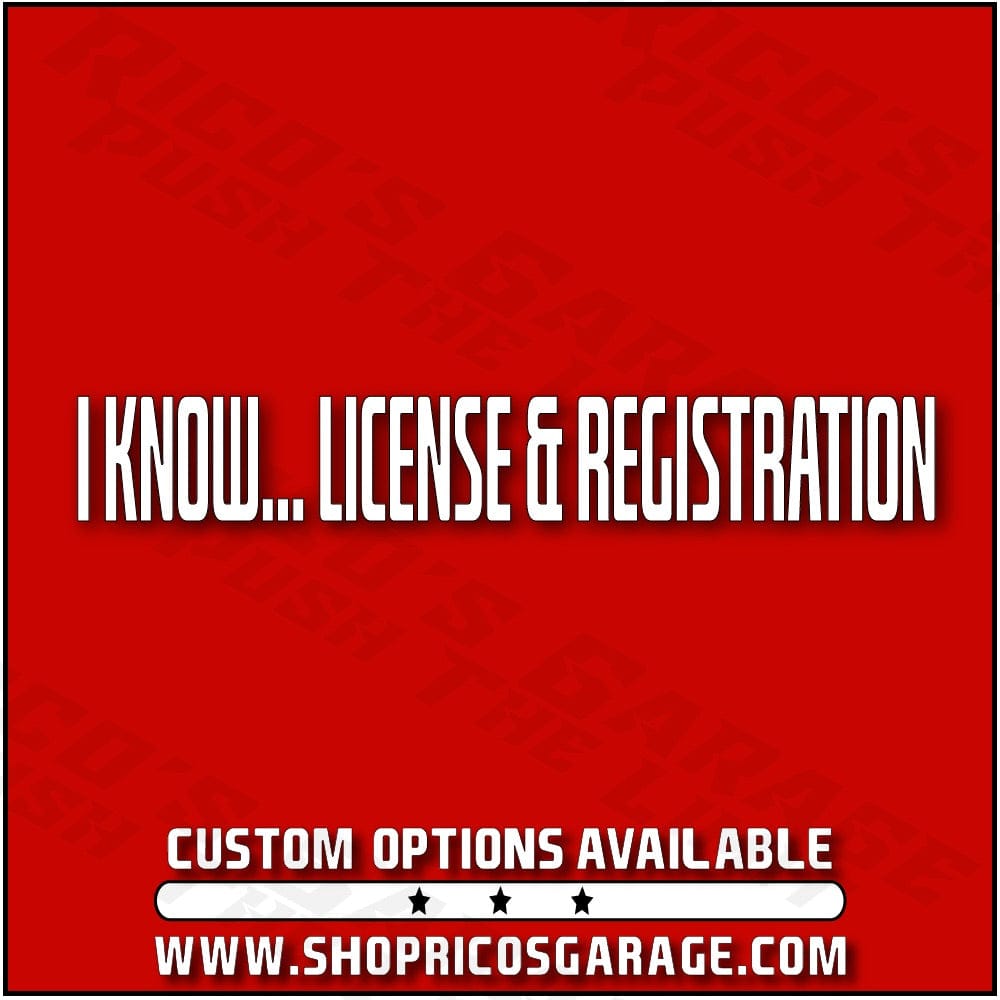 License & Registration Vinyl Decal - Rico's Garage