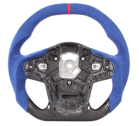 Suede Carbon Fiber Steering Wheel / Blue (Supra A90 MK5) - Rico's Garage