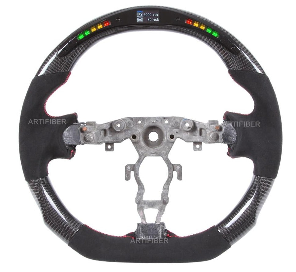 Carbon Fiber LED Steering Wheel / Black Suede (370Z) - Rico's Garage