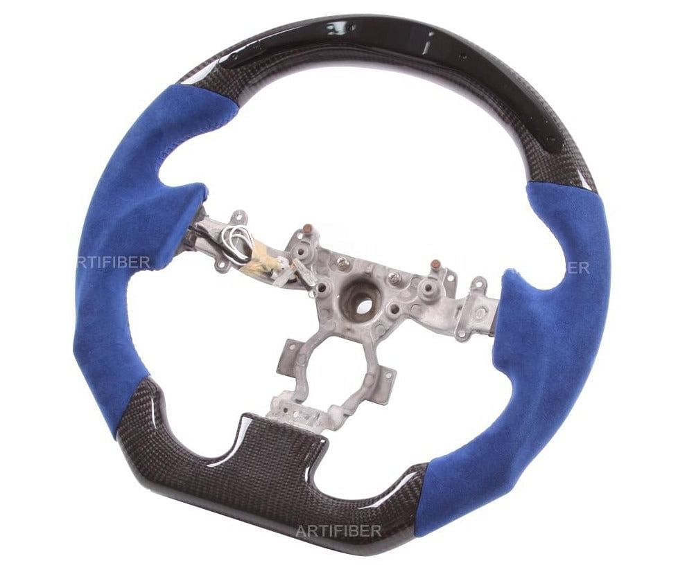 Carbon Fiber LED Steering Wheel / Blue Suede (370Z) - Rico's Garage