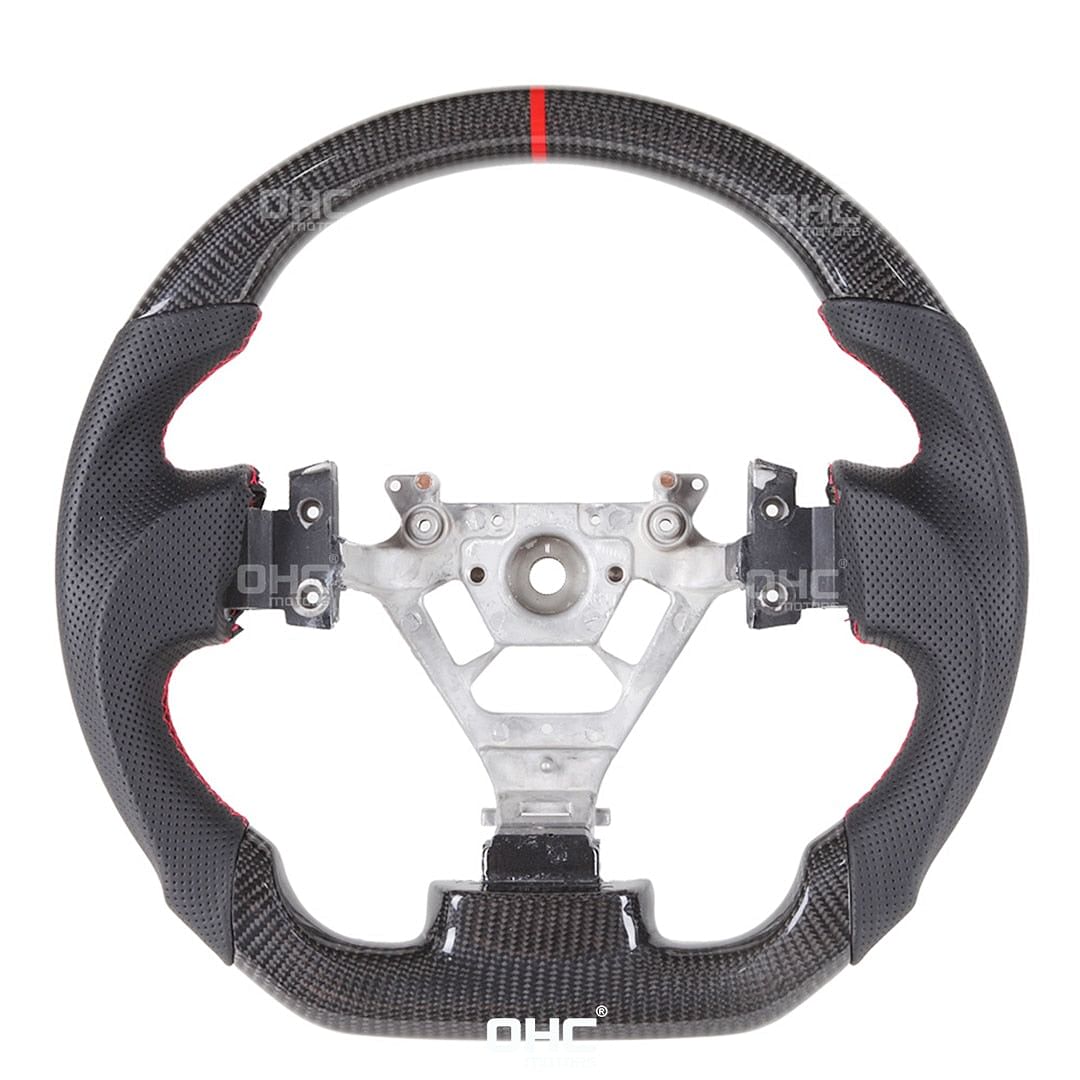 Carbon Fiber Steering Wheel / Red Stripe / Perforated Leather (350Z) - Rico's Garage