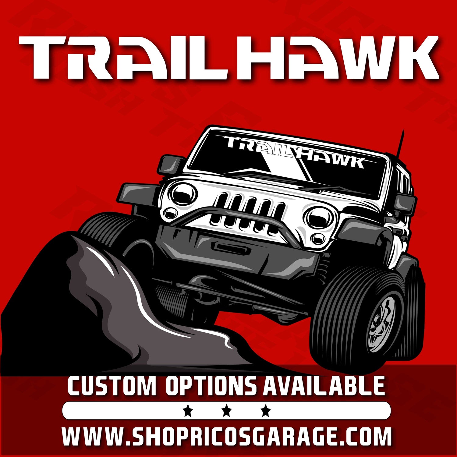 Custom Jeep Windshield Banner - Trailhawk Logo Decal - Rico's Garage